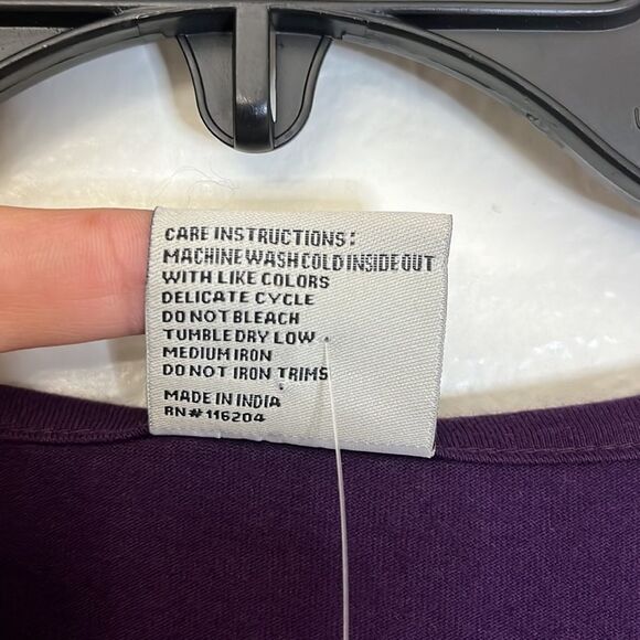 Gold Coast Always in Style Purple Lace Hem Henley Cotton Blouse Women's XXL - Picture 8 of 13